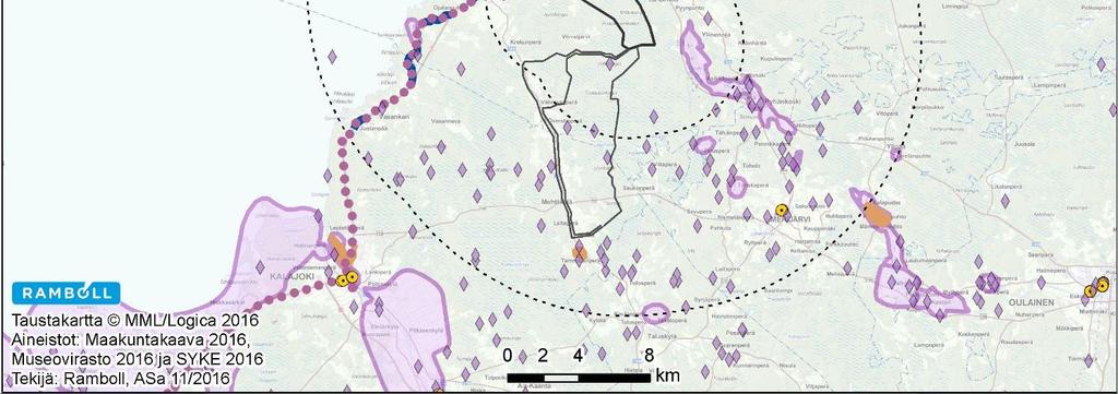 Maakunnallisesti arvokkaista maisema-alueista lähimmäksi sijoittuu Pyhänkosken kulttuurimaisema lähimmillään noin 1,5 kilometriä suunnittelualueesta itään Pyhäjokivarren molemmin puolin.