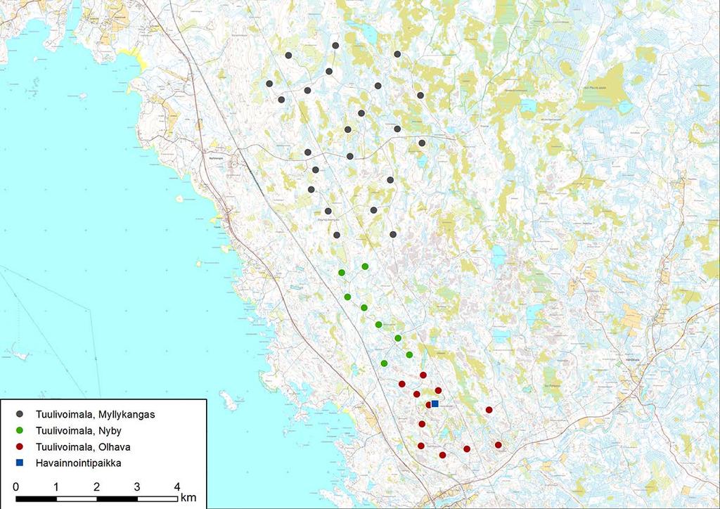 23.2.2016 7 (67) tontarkkailun yhteydessä saatu havaintoaineisto tuulivoimapuistojen kautta sekä niiden ympäristössä muuttavista linnuista arvioidaan laadullisesti erittäin hyväksi.