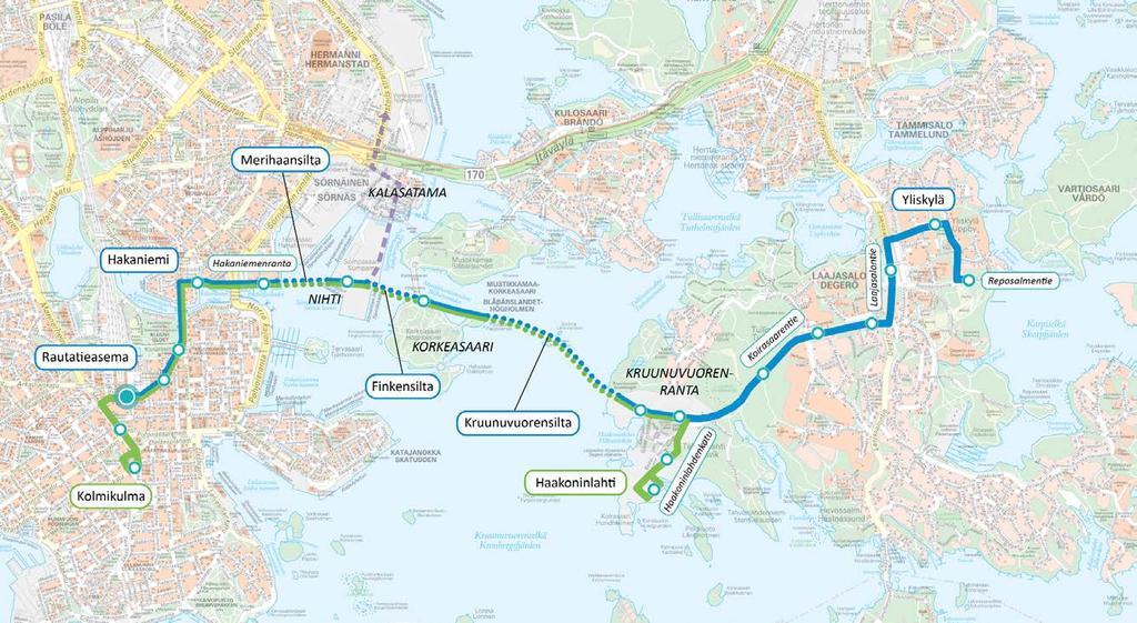 Kruunusillat-hankkeen toteutus kokonaisuutena Keskusta Hakaniemi Kalasatama Nihti