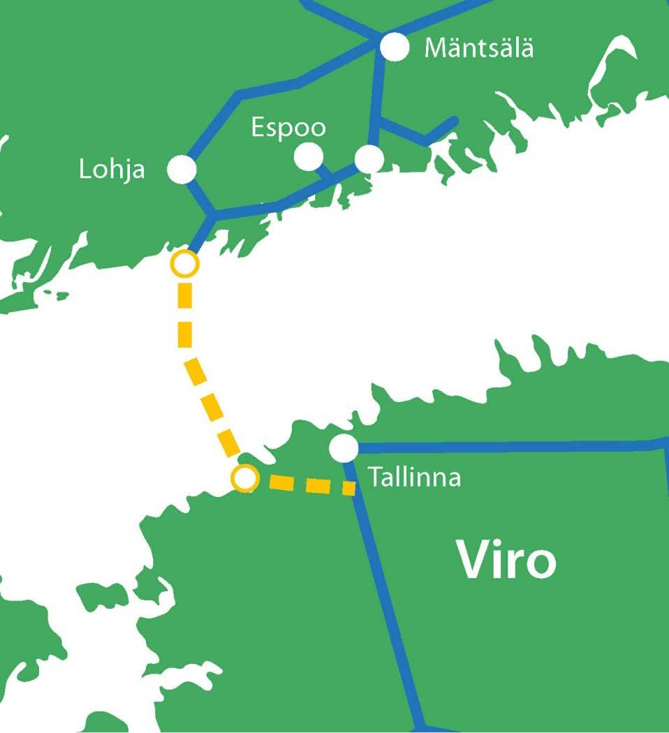 MERIPUTKEN PERUSTIEDOT Putken pituus: 77 km Halkaisija: DN500 Suunnittelupaine: 80 bar Materiaali: hiiliteräs 15,9 mm Pinnoite: Sisällä maalaus ja ulkona polyeteeni Päällystetty betonilla (Concrete