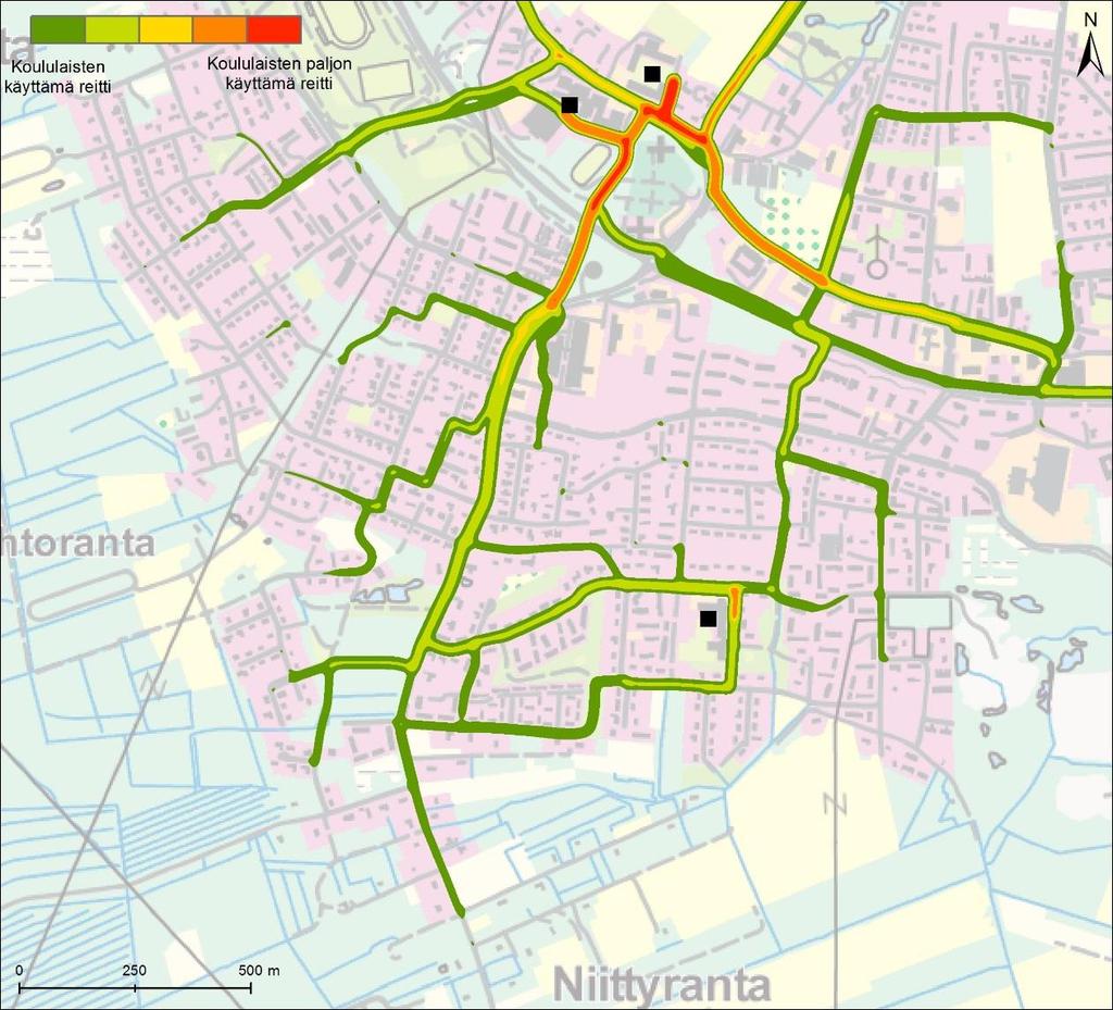 Niittyrannantien liikenneturvallisuus 3.4.2017 4 (12) liikennemäärä oli 900 ajoneuvoa vuorokaudessa (ti-to).