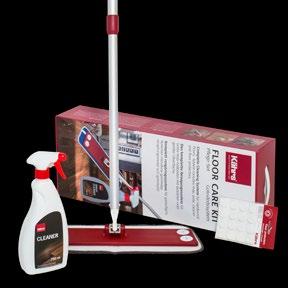 Kährs-lattiallesi. Sarja sisältää 0,75 litran pullon Spray Cleaneria, kuivamopin ja huopasuojia.