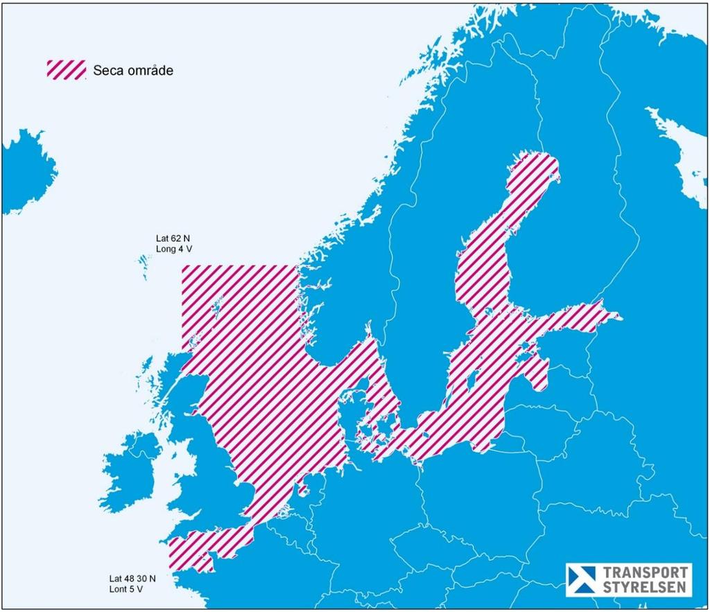 5 SECA alueiden ulkopuolisilla merialueilla suurimmat sallitut rikkipitoisuudet ovat seuraavia: Ennen vuotta 2012 4,5 % 2012 2020 3,5 % Vuoden 2020 jälkeen 0,5 % SECA-alueilla on merkittävä ero