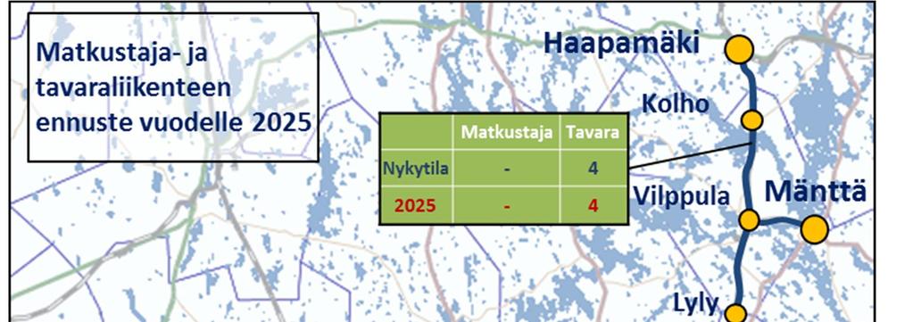 Ennusteskenaariossa tavaraliikenteen kasvu perustuu Äänekoskelle vuonna 2017 avattavan biotuotetehtaan uusiin
