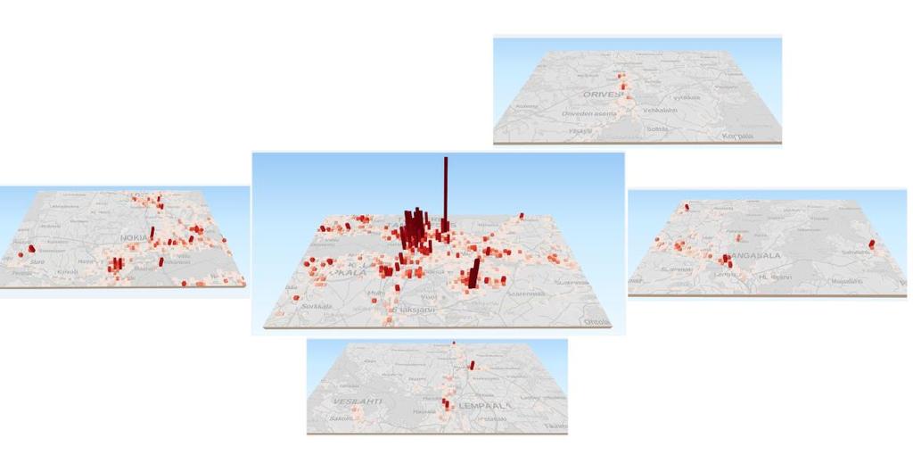 seudulla. Maantieteellisesti tarkasteltuna seudun työpaikat sijaitsevat vahvasti keskustaajama-alueella.