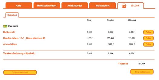8 Tilauksen hyväksyminen Ostoskorissa voit hyväksyä ja muokata valitsemiasi tuotteita. Ostoskorin tuotteiden määrä ja kokonaishinta näkyy sivun otsikossa.