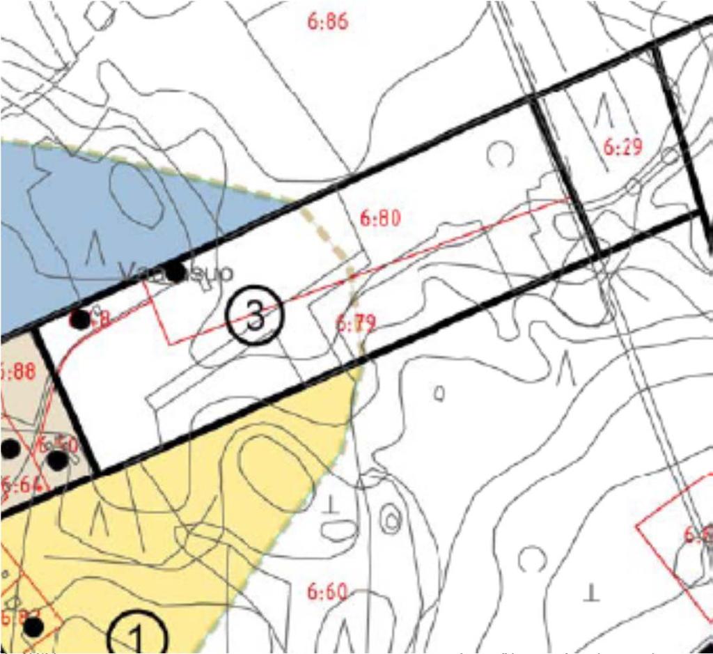 RAKENNUSJÄRJESTYS OHJAA RAKENTAMISTA RAKENNUSPAIKAN MINIMIKOKO ON RAKENNUSJÄRJESTYKSESSÄ 5000 M2 ESIMERKIKSI KANTATILA NUMERO 3, JOHON KUULUU TILAT 6:80, 6:79 JA 6:48 MUSTAT PISTEET TOTEUTUNEITA