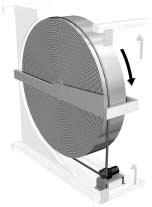 Pyörivä lämmönsiirrin ECRA Roottori Otsapinnat Tarkista, että roottorin pinta ei ole pölyn peitossa. Puhdistus tapahtuu pölynimurilla tai puhaltamalla läpi paineilmalla.