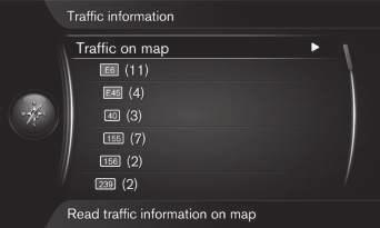 03 Liikennetiedote 03 Navigointi - liikenneinformaatio Navigointijärjestelmä vastaanottaa jatkuvasti Traffic Message Channel -kanavan (TMC) kautta lähetettävää liikennetietoa, jota käytetään