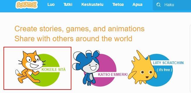 Scratch soveltuu niin koodauksen perustaitojen opetteluun, kuin myös vaikeampiin asioihin, kuten pelien tekemiseen. Scratch löytyy osoitteesta: https://scratch.mit.