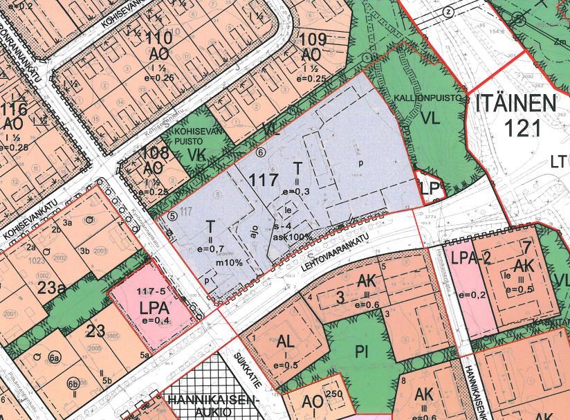 4.4 Asemakaava 6 Itäisen 121 kaupunginosassa on voimassa asemakaava (Kaupunginvaltuusto 27.9.2012).