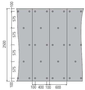3. ASENNUS KANTAVALLE ALUSTALLE PISTELIIMAUSMENETELMIN (20 mm ja isommat levyt) 3.1 Tee ruuvitaltalla Tycroc TWP rakennuslevyihin aukot kiinnityskohtien merkitsemiseksi.