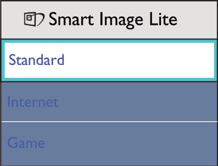 Valittavanasi on 3 tilaa: Standard (Vakio), Internet, Game (Peli). 3.2 SmartContrast Määritelmä?