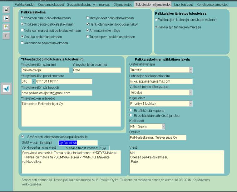 1 Yleistä Fivaldissa on mahdollista lähettää palkkalaskelmat sähköisesti Visma Verkkopalkkana, tulostuspalveluun tai sähköpostiin.