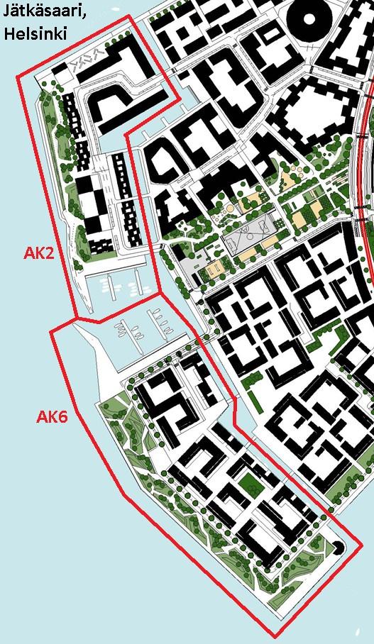129 Jätkäsaaren asemakaava-alueille 2 ja 6 (kuva 11.1) on tehty louhetäyttö, jonka alapinta vaihtelee noin tasojen -24-15 välillä.