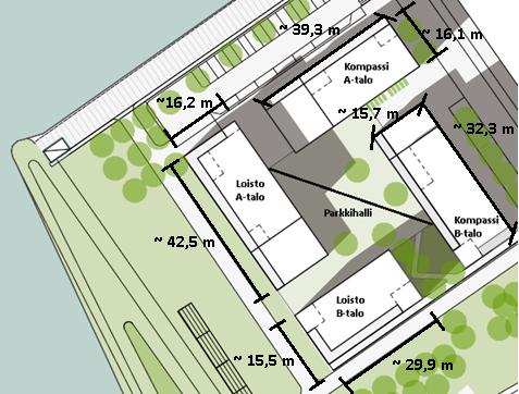 punaisella, Helsingin karttatietopalvelu). Kuva 9.2.