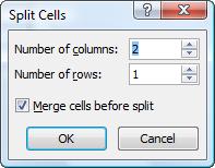 Napsauta Split Cells (Jaa solut) -painiketta 3.