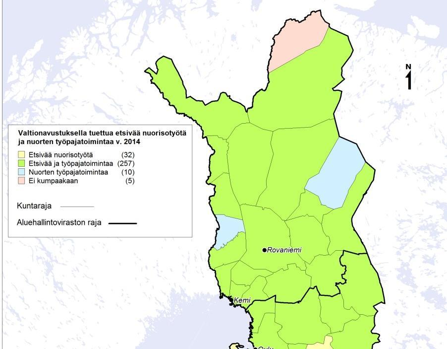 Nuorten työpajatoiminta vuonna 2014 Nuorten työpajatoiminnassa oli lähes 14 700 alle