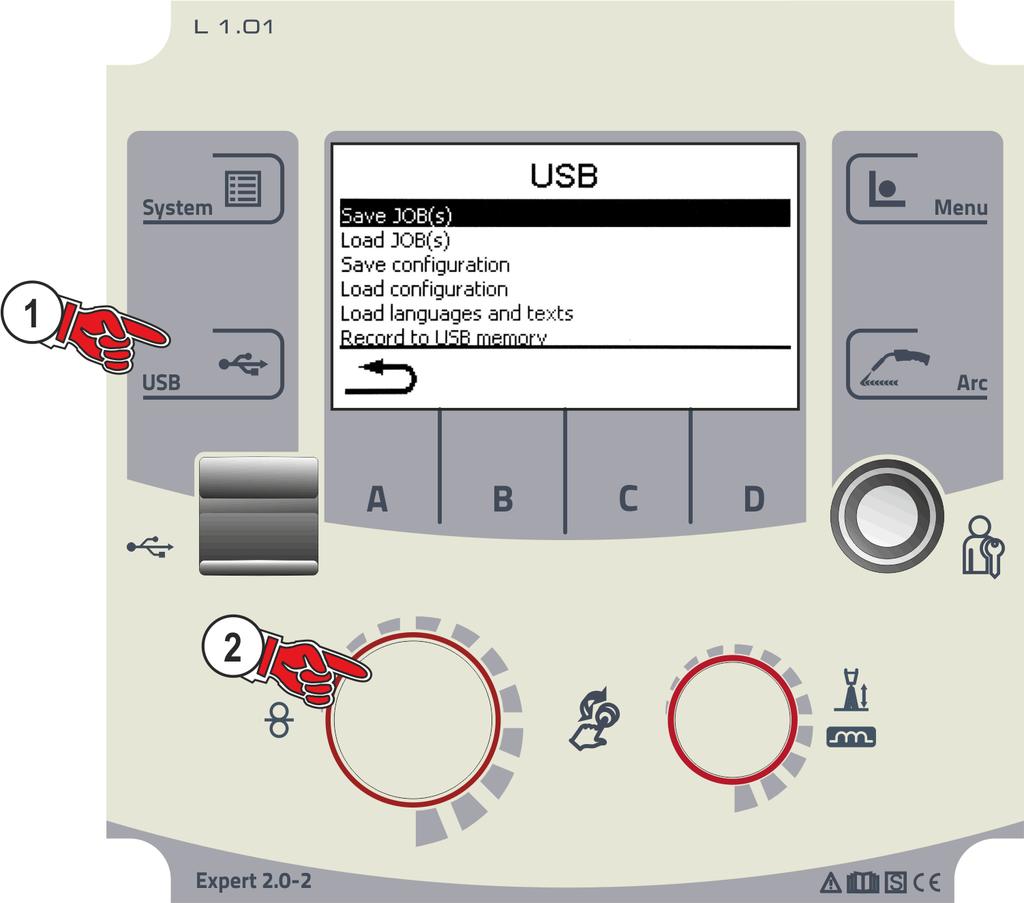 Laiteohjauksen käyttö Offline-tiedonsiirto (USB) 5.5 Offline-tiedonsiirto (USB) Tätä USB-liitäntää saa käyttää ainoastaan tiedonsiirtoon USB-tikun kanssa.