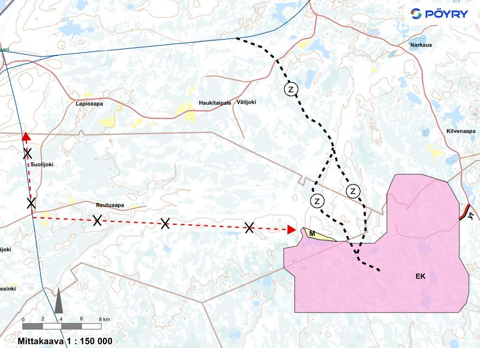 Kuva 16. Ote Suhangon nähtävillä olleesta vaihemaakuntakaavaluonnoksesta 8.11.2013.