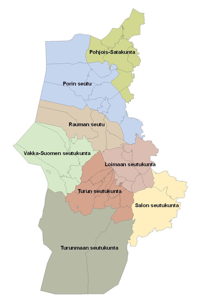 Lounais-Suomen alueen seutukunnat Varsinais-Suomen