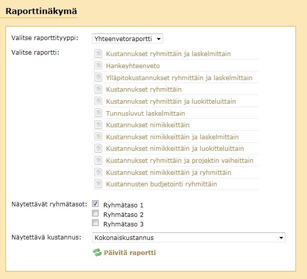 21 Liite 5 Arena-raportointi Arena on raportointityökalu jolla raportoidaan Hola ja Rola laskelmia. Laskelmia voidaan raportoida yhteeveto ja/tai vertailuraportteina.