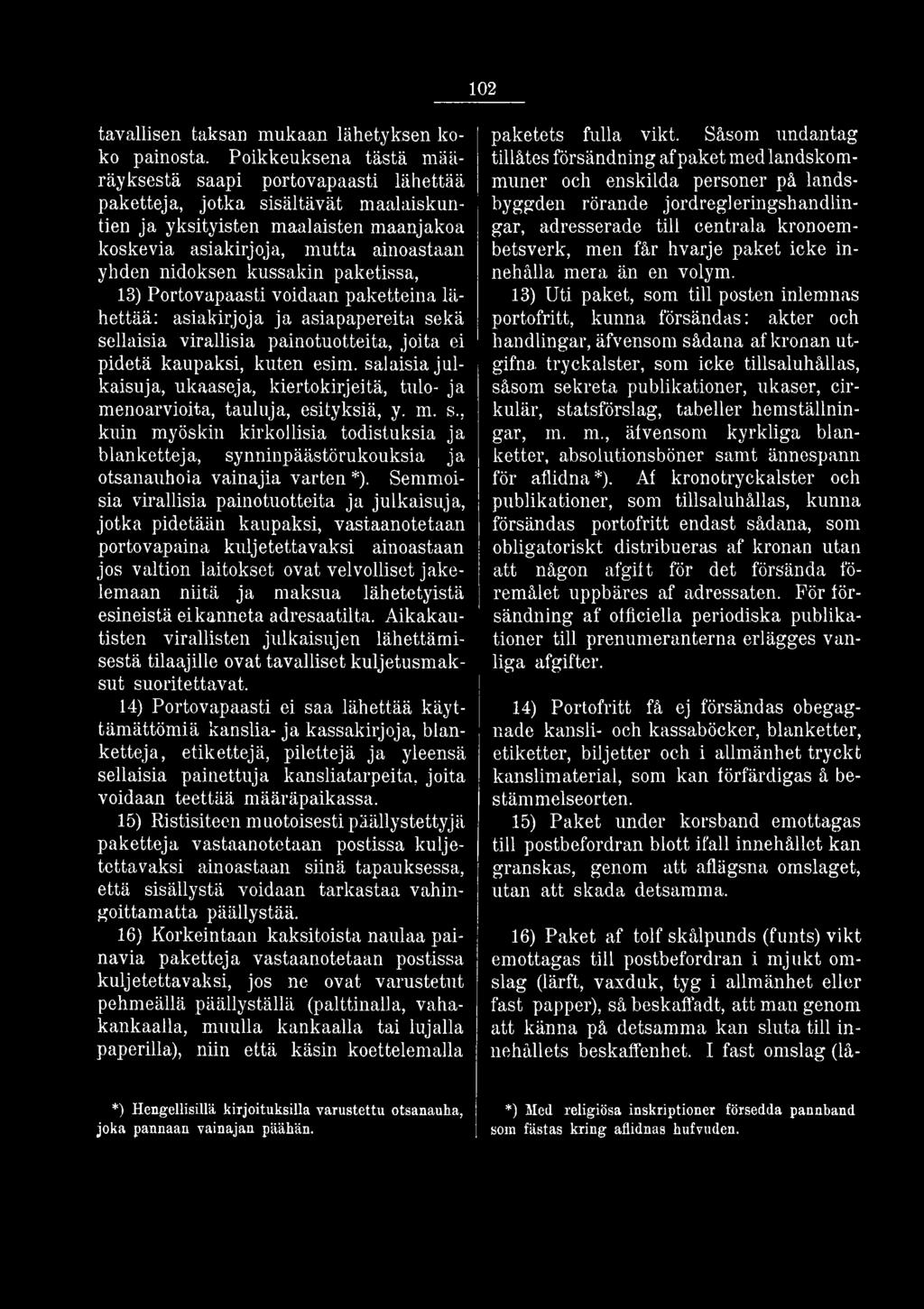 , kuin myöskin kirkollisia todistuksia ja blanketteja, synninpäästörukouksia ja otsanauhoia vainajia varten *).
