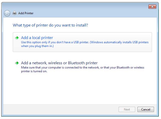 Napauta Windows :in työpöydällä Start (Käynnistä) > Devices and Printers (Laitteet ja tulostimet) > Add a printer (Lisää tulostin) käyttääksesi Add Printer