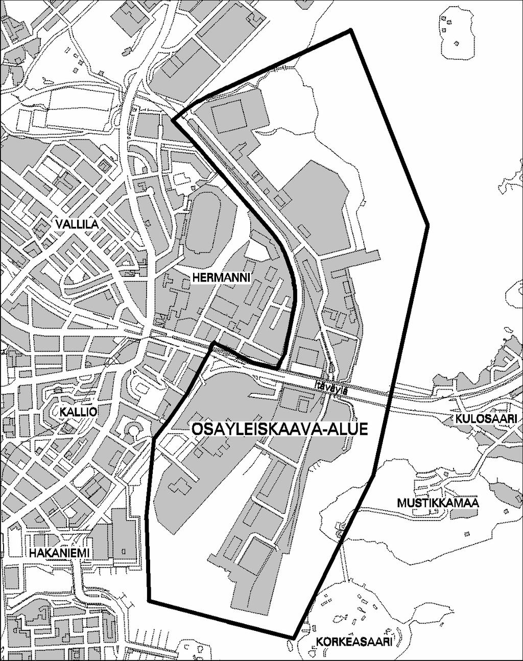 Aluetta rajaavat Sörnäisten rantatie, Hermannin rantatie, Hermannin rantapuisto, Vanhankaupungin selkä, Sompasaarensalmi ja Suvilahti.