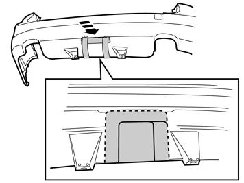 74A Puskurinkuoren loven sahaaminen Kuva A koskee mallia V70 Kuva B koskee XC70:ää Kiinnitä teippi puskurinkuoren ulkopuolelle,
