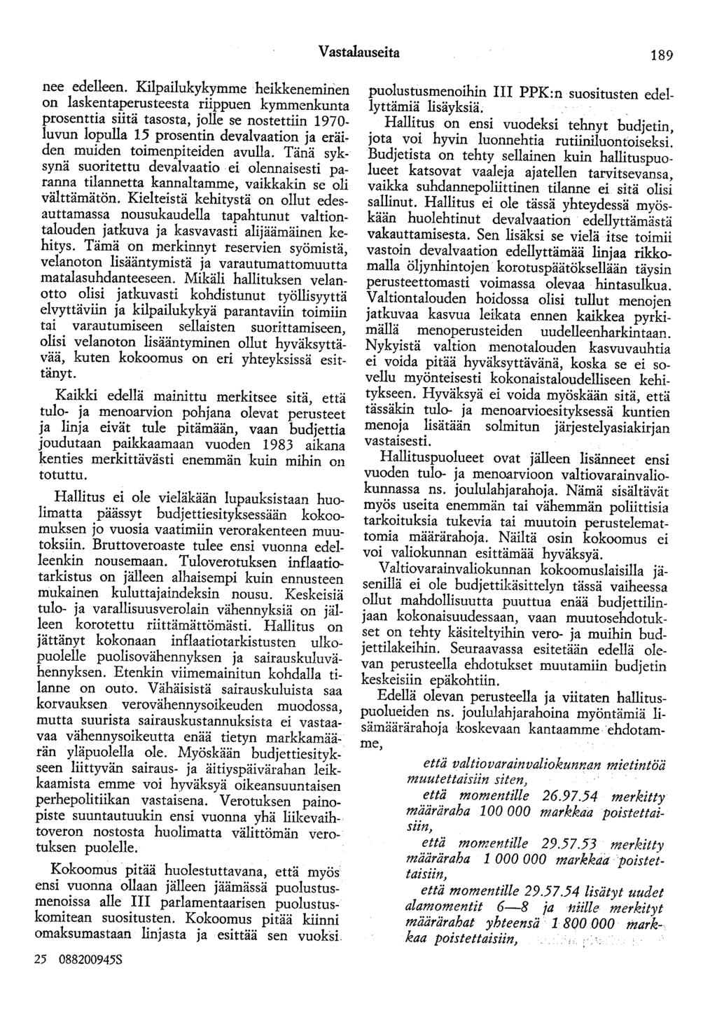 Vastalauseita 189 nee edelleen.