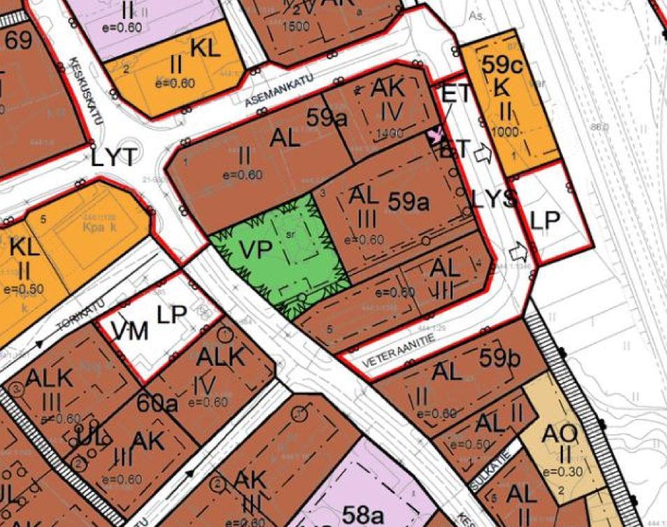 3.3 Asemakaava Ote kaavayhdistelmästä Korttelissa 59a on voimassa rakennuskaavan muutos, jonka Viialan kunnanvaltuusto on hyväksynyt 22.10.1991.