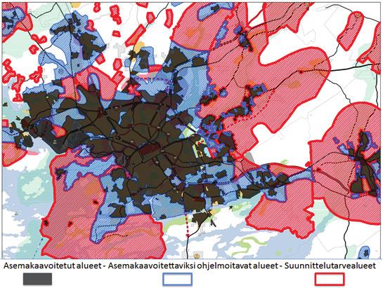 43 Turun kaupunkiseudun ja kehyskuntien kaupunkikehitykseen sisältyy yhdyskuntarakenteen hajautumista.