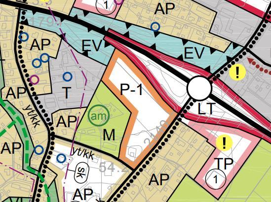 Nosto Consulting Oy 7 (12) Ote osayleiskaavaehdotuksesta: Lähde: Keskustaajaman osayleiskaavan ehdotus Kaava-alue on osayleiskaavaehdotuksessa uutta palvelujen ja hallinnon aluetta (P-1),