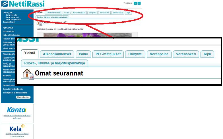 ammattilaiselle. 2.2. Omat seurannat Voit kirjata ja seurata terveydentilaasi liittyviä mittaustuloksia.