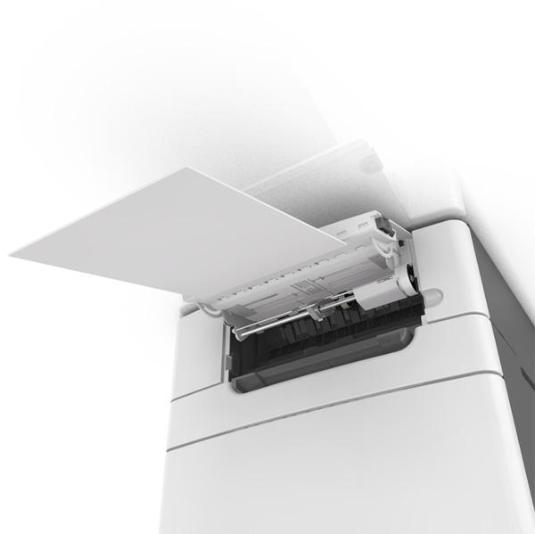 ABC ABC Paperi- ja erikoismateriaaliopas 52 Lähde Tulostaminen Tulostuspuoli Paperin suunta Käsinsyöttölokero Yksipuolinen Tulostuspuoli alaspäin Aseta arkki tulostimeen yläreuna edellä.