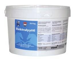 ELEKTROLYYTTIVALMISTEET TalliPro Elektrolyytti 2,8 kg elektrolyyttilisä on olennainen osa urheilusuorituksesta palautumista Rankan valmennuksen tai kilpailun aikana hevonen saattaa hikoilla jopa 15