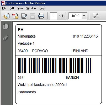 Kirjoittimen ja raportin valinta. Tarkista vielä Esikatsele-napilla raportin sisältö ja tulosta sitten tarrat joko Tulosta-napilla tai esikatseluruudulta. Esikatsele- ja Tulosta-napit.