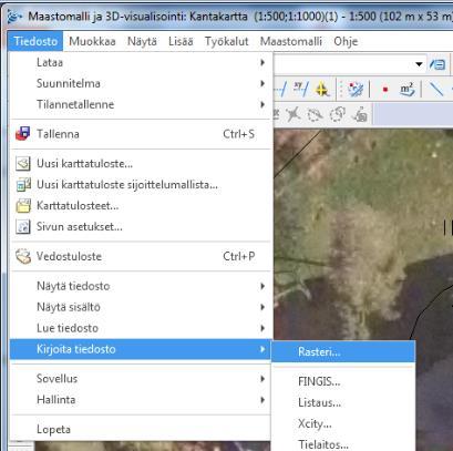 Maastokuvan vaihto Isoja alueita mallinnettaessa SketchUp tiedoston maastomalli muuttuu karkeaksi