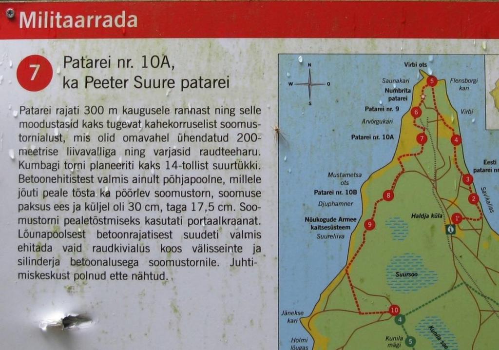 Oppaamme Naissaaren Haben ajamalla sotilasajoneuvolla ajelimme kohti saaren pohjoisosaa, jossa oli kohteemme Pietari Suuren rannikkotykistöpatteri. Perille saavuttiin melkoisen röykytyksen jälkeen.