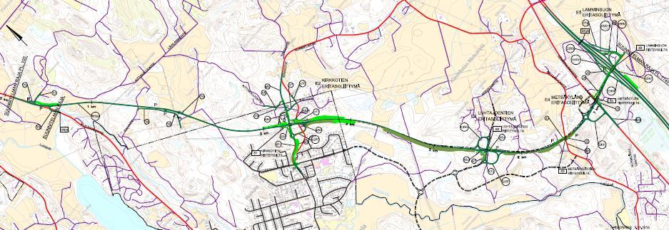 LÄHTÖKOHDAT, PERUSTIEDOT JA YLEISKARTTA 7,5 km uusi tieyhteys maantien 132 ja valtatien 3 välillä Nopeusrajoitus pääosin 80 km/h poikkileikkaus 10/7 metriä 4