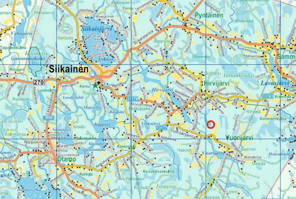 Kaava-alueen sijainti Kaava-alue sijaitsee Siikaisten kunnan Hirvijärven kylässä.