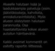 Mainintojen lkm 22 Avoin kysymys: Miten kehittäisit Kaivopuiston rantatien aluetta nykyistä paremmaksi?