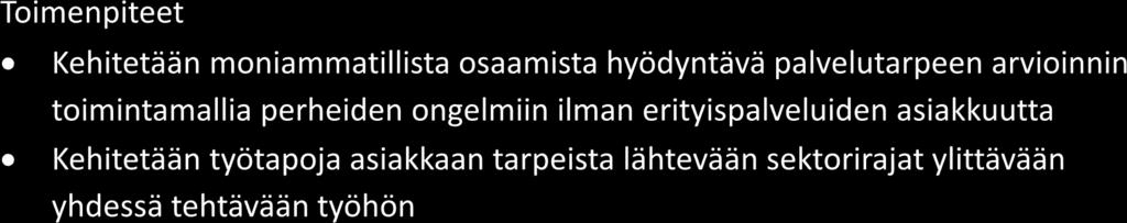 Perheet ja henkilöstö käyttävät aktiivisesti palvelutarpeen arviointia.