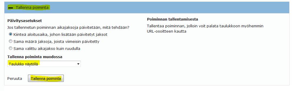 Kuvat voidaan tallentaa myös png-, gif- ja jpg- muodoissa. Tallennettuna linkki voidaan avata selaimessa uudestaan myöhempää käyttöä varten. -painikkeella linkki tallentuu seilaimen suosikkeihin.