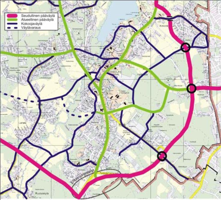 Tuusulan keskustan tieverkkoselvitys 2007 Taustalla Hyrylän itäisen ohikulkutien yleissuunnittelun lähtökohtien selvitystarve.