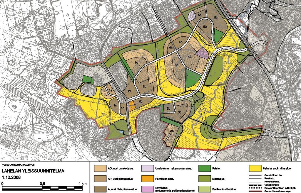Lahelan yleissuunnittelu Vuoden 2008 lopulla esiteltiin Lahelan YS, jossa