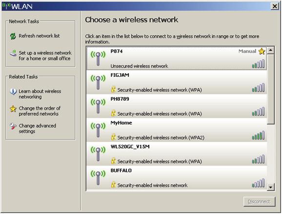 Windows Wireless Zero Configuration (WZC) Napsauta ilmaisinalueella olevaa langattoman yhteyden kuvaketta.