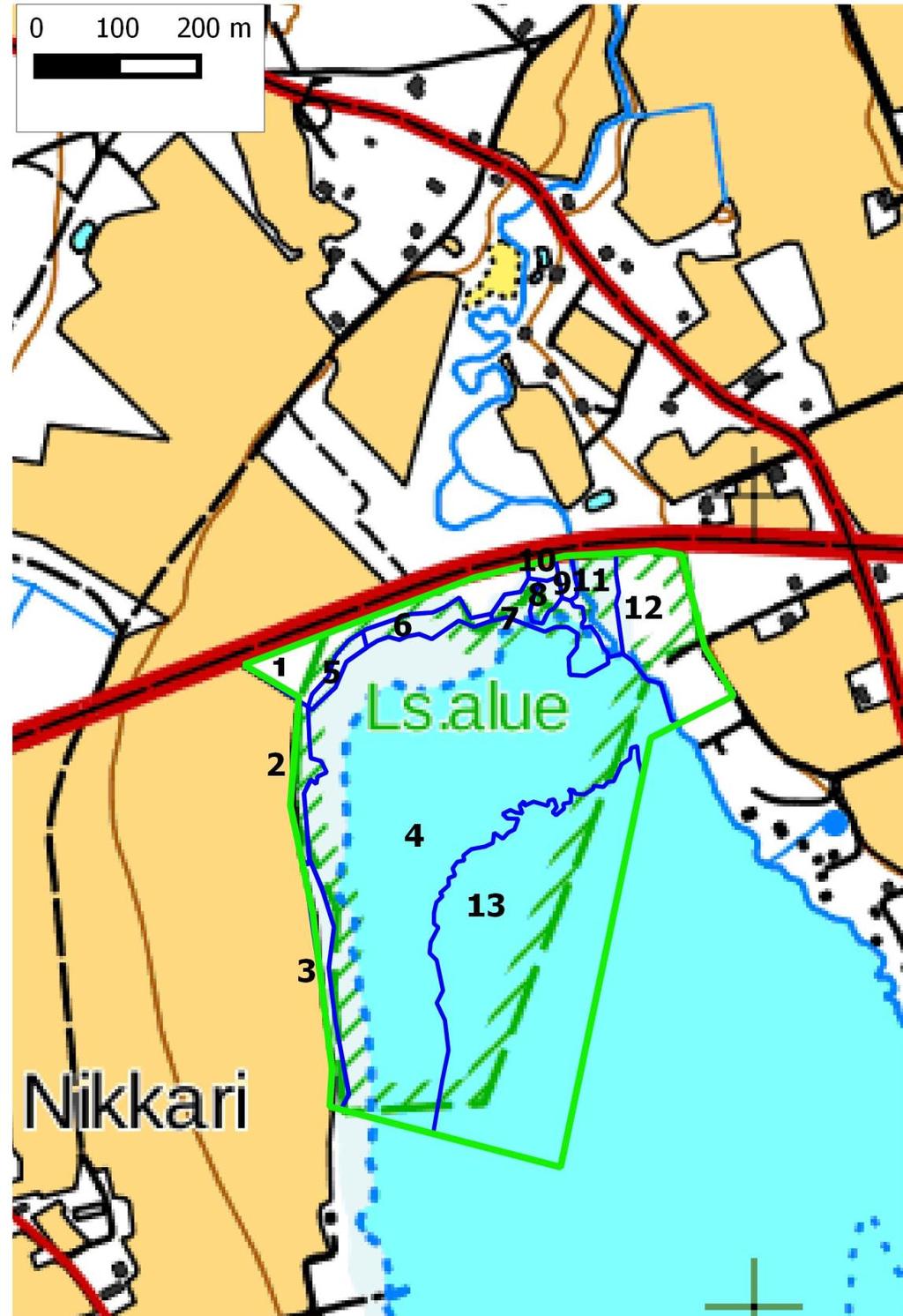 13 Liite 1. Köyliönjärven Natura 2000 -alueen pohjoisimman osa-alueen kasvillisuuskuviot.