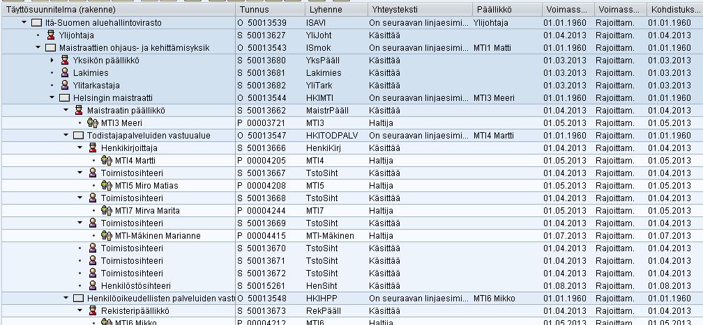 Esimerkki organisaatiorakenteesta: